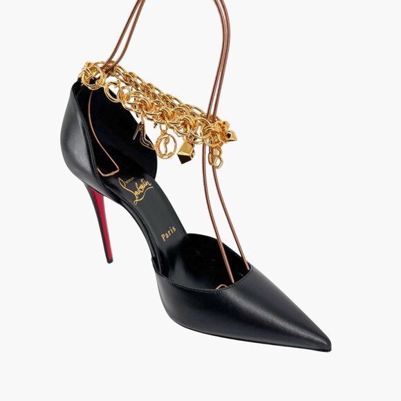 Christian Louboutin Gourmi Black Anklet Charm Pumps Heels Size 39.5 US 9.5 - Picture 12 of 16